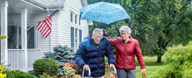 Proud veteran with American Flag at their house - benefits for senior living 2025 guide.
