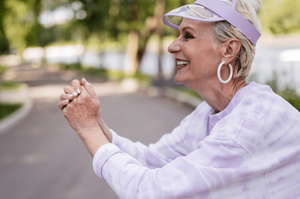 An elderly woman staying active