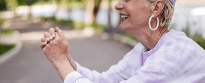 An elderly woman staying active