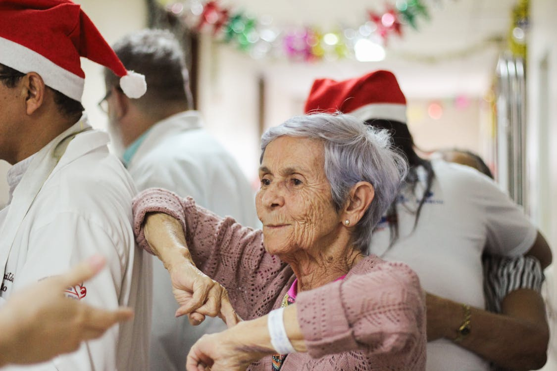 An elderly person dancing