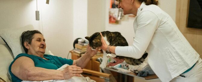 A caregiver with an elderly patient