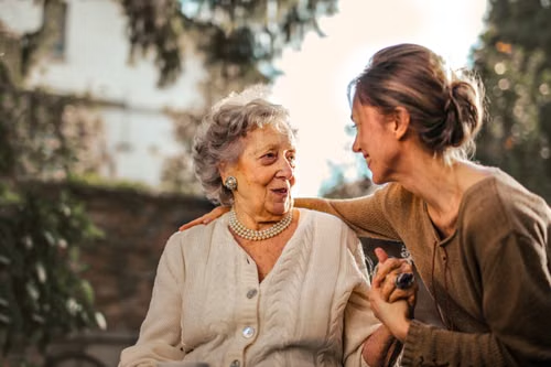 A person with their senior parent